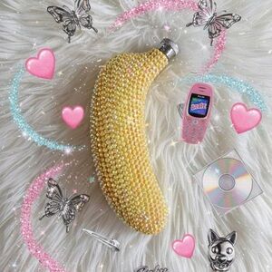 Y2k Flask Crystal Beaded Fruit Rhinestone Bedazzled Sequin Booze Blinged